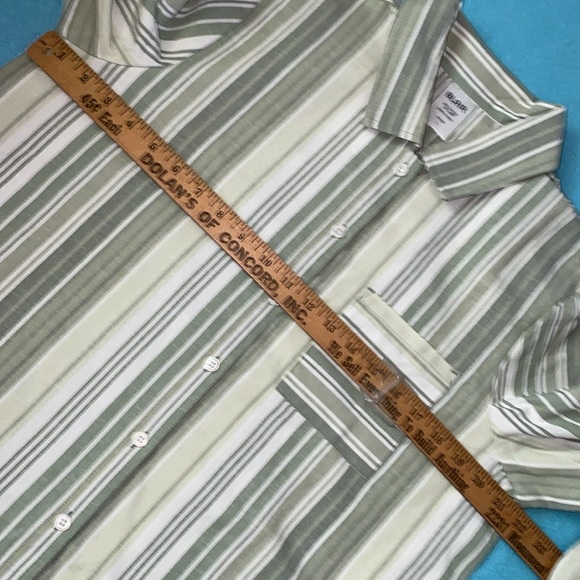 BLAIR cotton linen roll tab long sleeve button up chest pocket stripe NEW size L - Picture 3 of 11